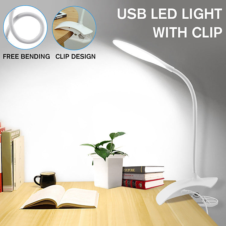 Moderne LED lamp met Klemspot 230x410mm Wit – USB, 4,8W