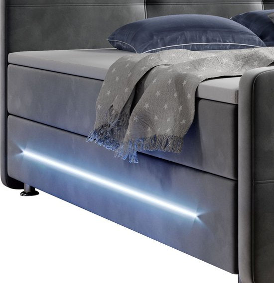 Boxspringbed Houston - 140 x 200 cm - Grijs