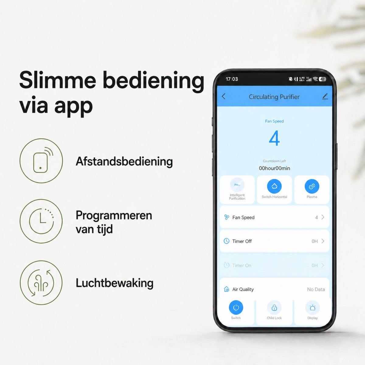 MONSGA AP200 2-in-1 luchtreiniger en luchtcirculator, H13 HEPA-filter, CADR 280 m³/u, 25 dB slaapmodus, bediening via app en afstandsbediening, voor slaap- en woonkamer