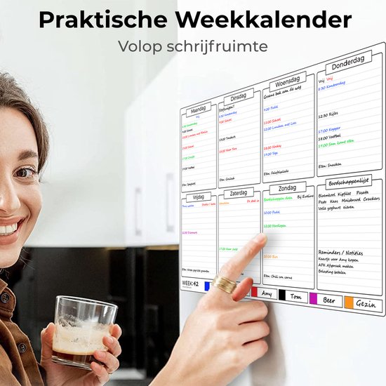 Systemyze Weekplanner Whiteboard – Magnetisch Planbord – Magnetische Maandplanner – Inclusief Markers & Wisser – A3 Formaat