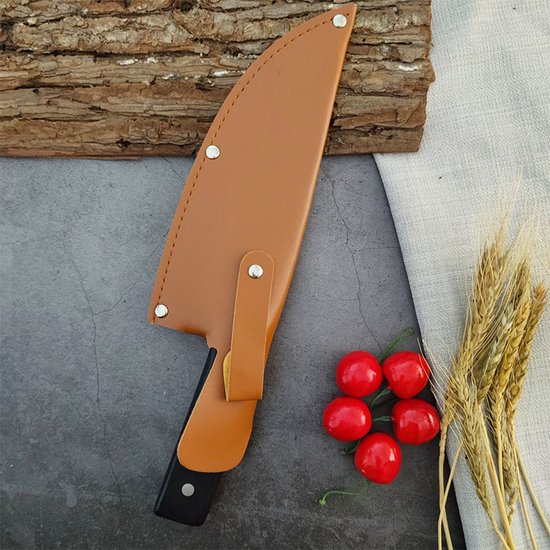 T&M Knives Premium Koksmes Torgnys - 30cm Keukenmes Geschaafd En Gehamerd Staal - Inclusief Cadeaubox en Beschermhoes