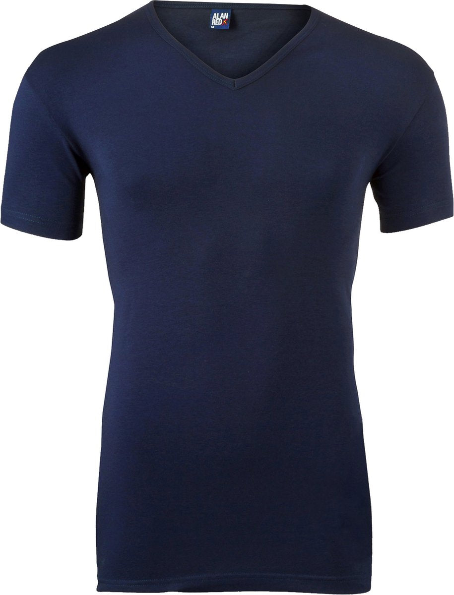 ALAN RED T-shirts Oklahoma (4-pack) - V-hals Stretch - Maat S - Navy