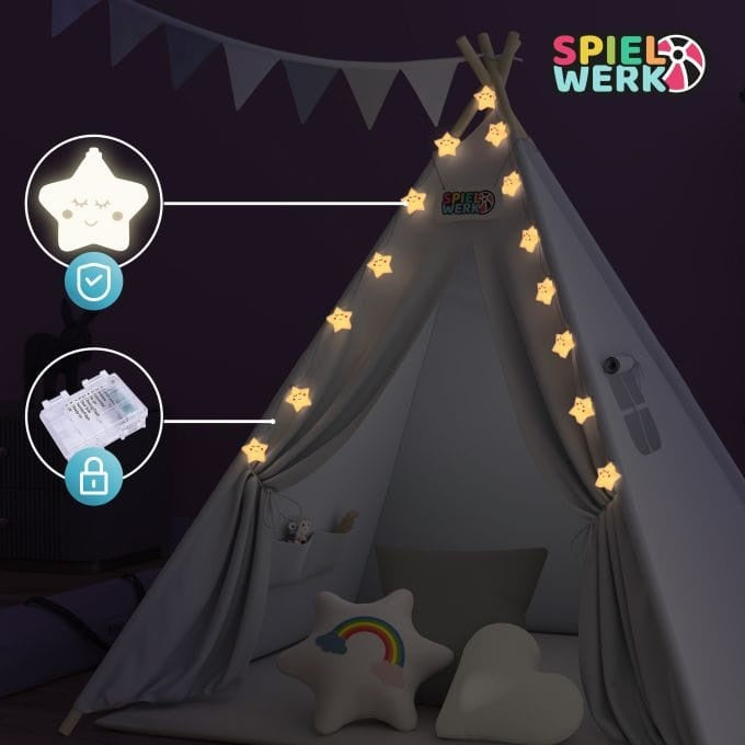 Spielwerk Speeltent Voor Kinderen – LED 3 Kussens - 130x130x160cm Wit