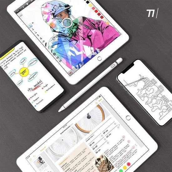 Tikkens Stylus Pen - 2 In 1 Active Pencil Geschikt Voor Tablet, Ipad, Android en Apple Telefoons - Wit