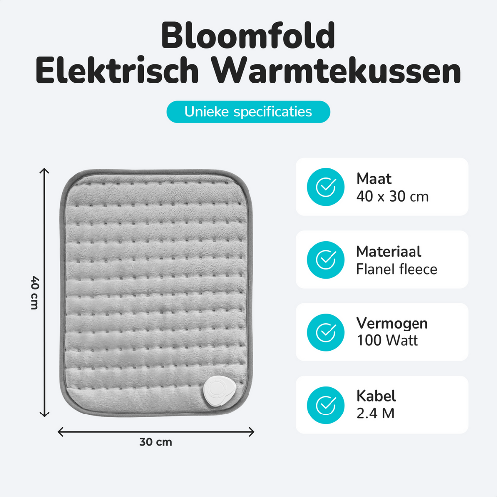 Bloomfold verwarmingspad - 40 x 30 cm - 9 standen