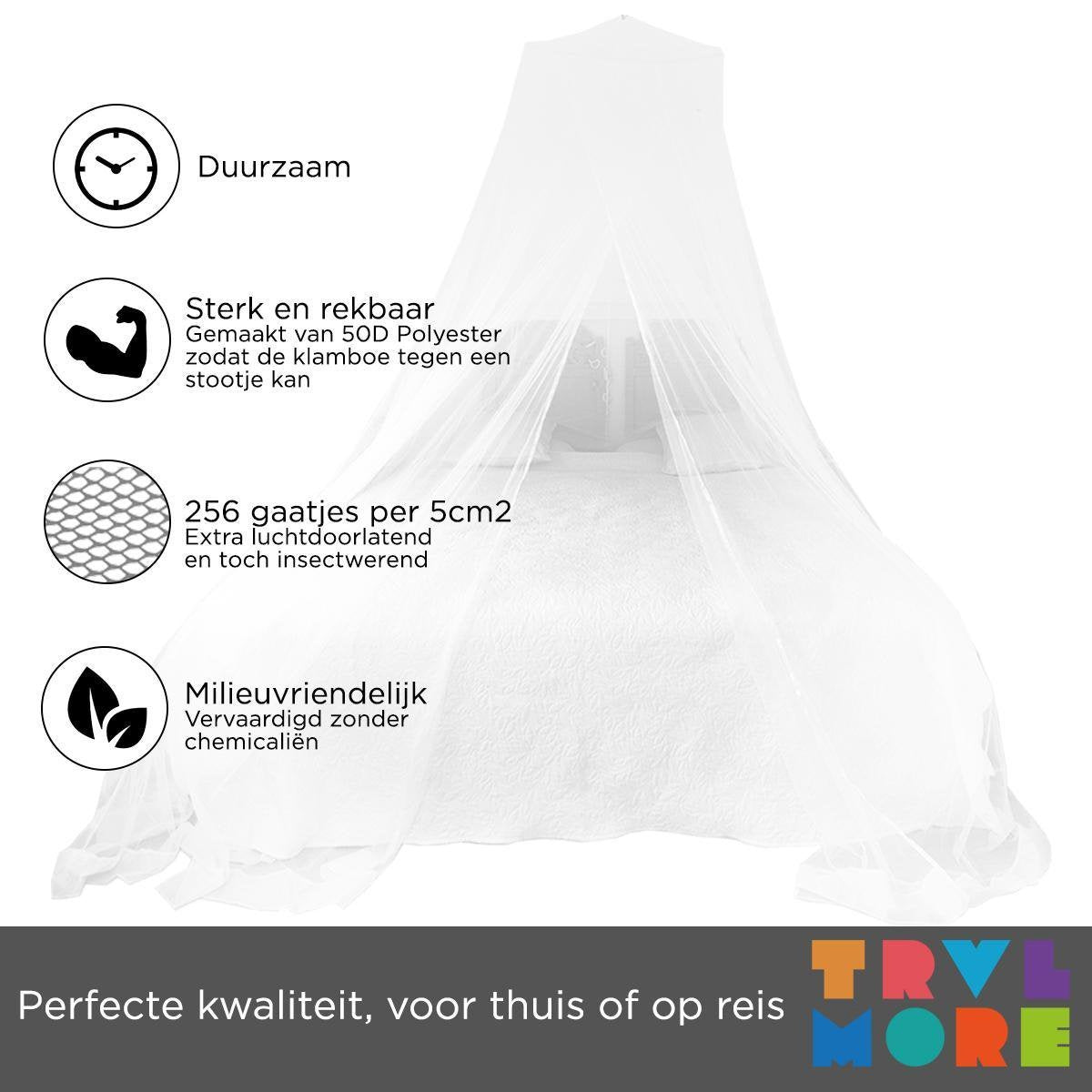TRVLMORE Klamboe XL - 2 Persoons - met Ophangkoord - Wit