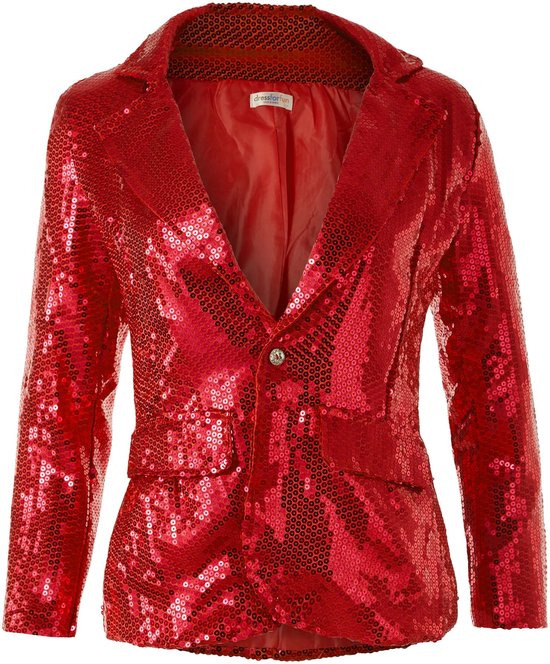 Dressforfun Paillettenjas dames rood XXL - verkleedkleding kostuum halloween verkleden feestkleding carnavalskleding carnaval feestkledij partykleding - 303875