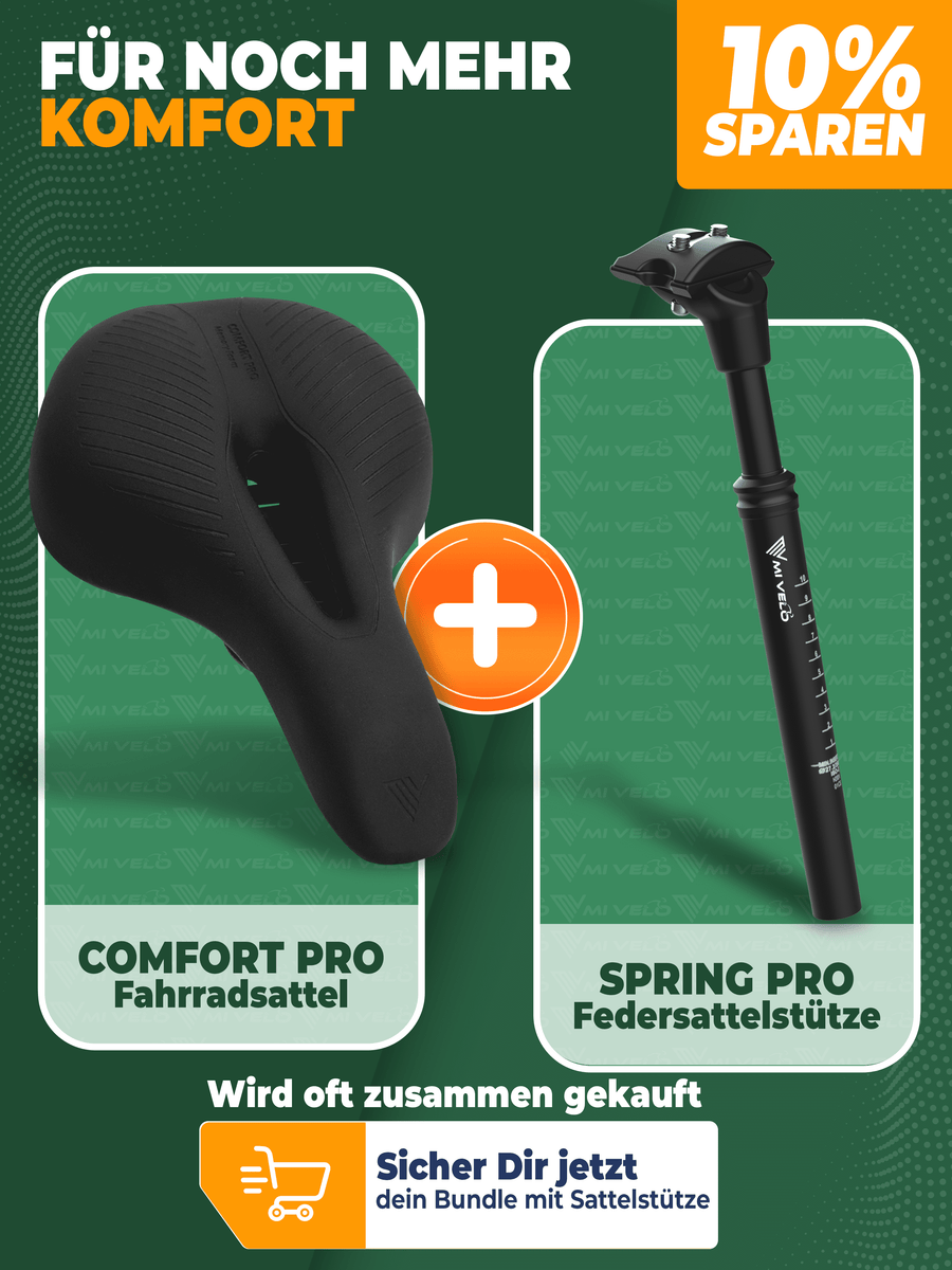 MIVELO - Fietszadel Trekking - 26,5 x 18,5 cm - Zwart & Kunstleer - Waterdicht - Traagschuim & Ergonomisch - Voor E-bike & Toerfiets