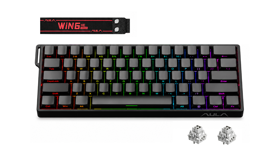 AULA WIN60 HE Gamingtoetsenbord - 60% Compact - Magnetische Switches - 8000 Hz - Rapid Trigger - RGB - 30,2 x 10,9 cm