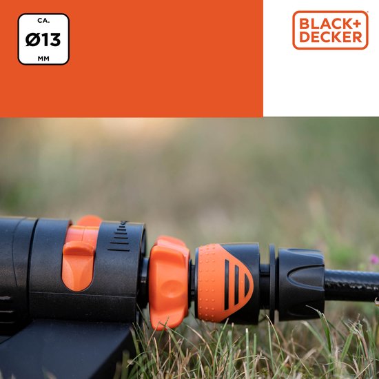 BLACK+DECKER Tuinslang Koppeling 1/2'' - Tuinslangen ⌀13mm - Geïntegreerde Waterstop - Kunststof - Zwart/ Oranje