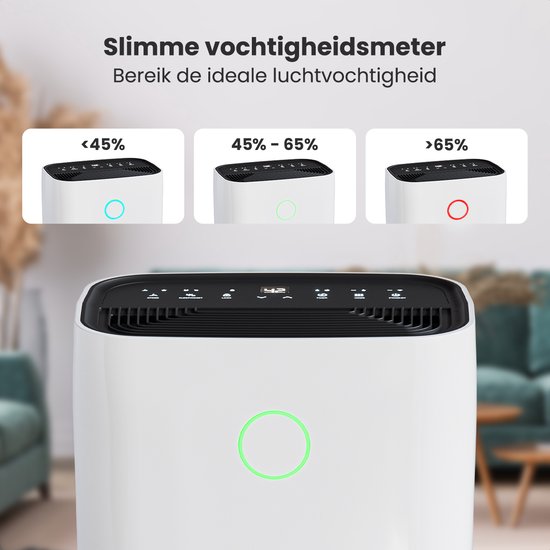 Auronic Luchtontvochtiger - Compact Series - 16L per dag - Was-droog functie - Slaapkamer, Badkamer en Woonkamer - Wit