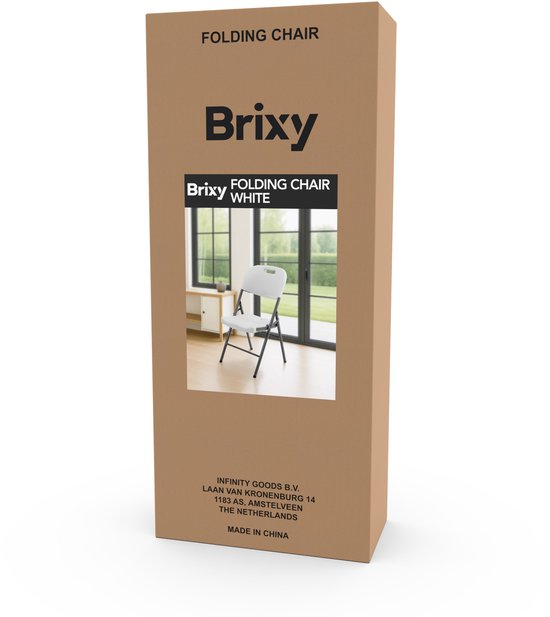 Brixy Klapstoelen – Set van 4 - Vouwstoelenset - Zware Kwaliteit - Weersbestending - Opvouwbare Stoelen - 47 x 54 x 87 CM – Wit