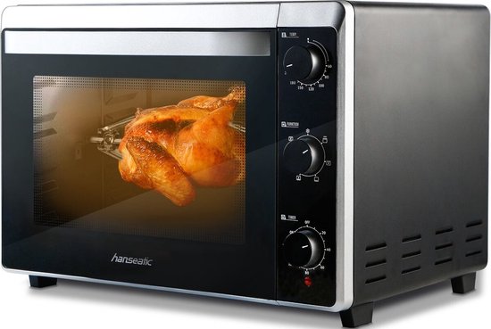 Hanze mini-oven OT42ML - met draaispit - 7 functies - 1800W - zwarte – groot volume - 42 liter