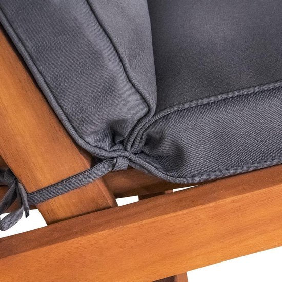 Tuinkussen Set 2 Kussens Bevestigingsrieme Zitkussens Hoge Rugleuning Antraciet