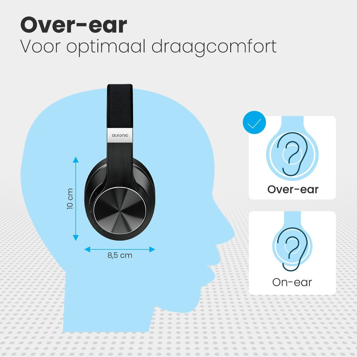Auronic QuietSound Bluetooth Koptelefoon - Draadloos - Over-ear Hoofdtelefoon - Active Noise Cancelling - Zwart