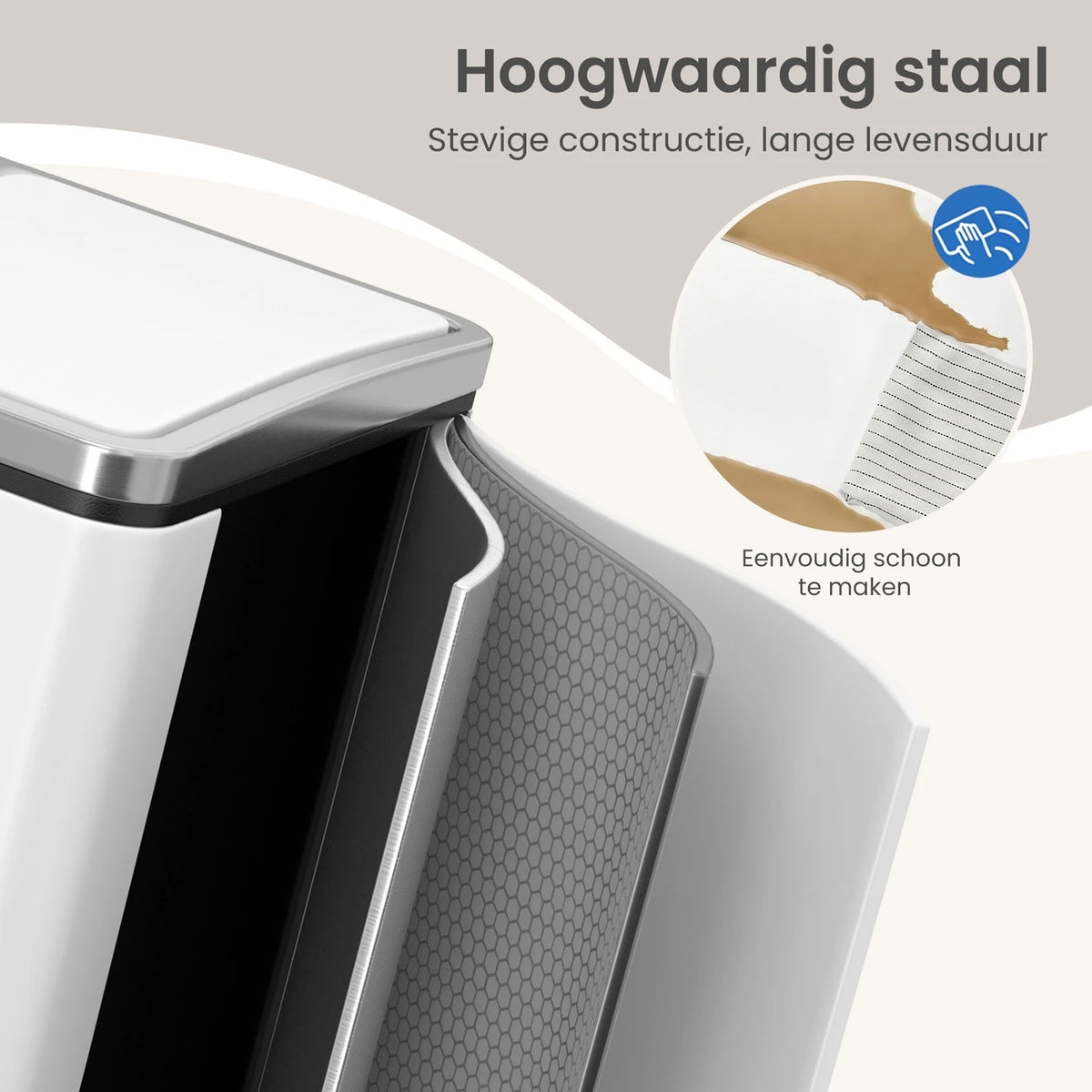 Joyfurnos Prullenbak Keuken 3x18L - Afvalscheiding met Pedaal - Softclose Deksel - 61x31,5x55,5 cm - Wit
