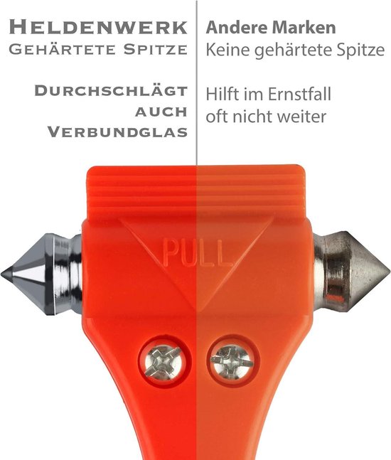 Noodhamer voor Auto Set van 2 - Veiligheidshamer met Gordelsnijder - Geharde Punten - Heldenwerk®