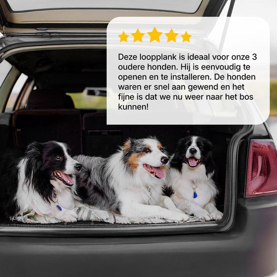Jake en Jacky Hondenloopplank voor Auto - Opvouwbare Hondentrap - Antislip Loopplank voor Grote Honden - Inklapbaar - Reflecterend - 180x55 cm - Gewicht tot 70 kg