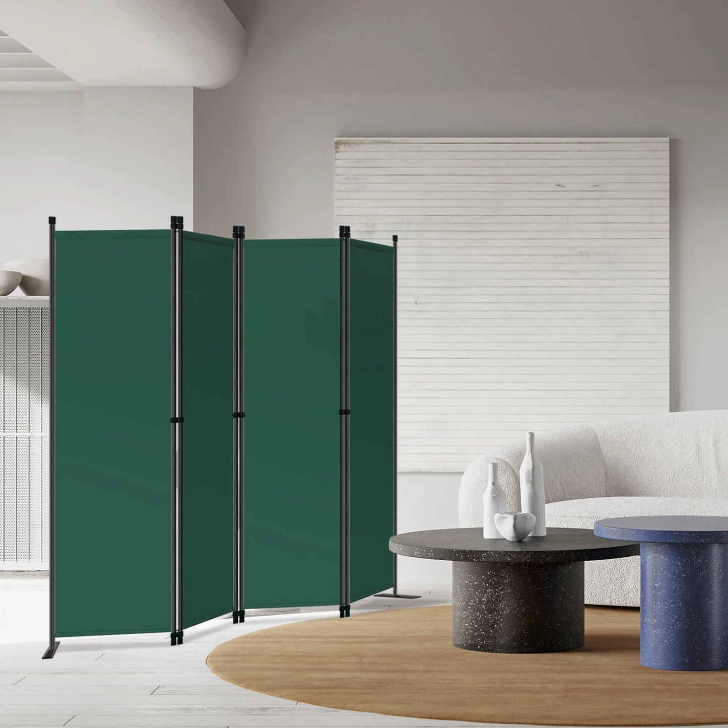 Angel Living - 4 delig vouwscherm - kamerscherm privacy scherm - staal en polyester - groen