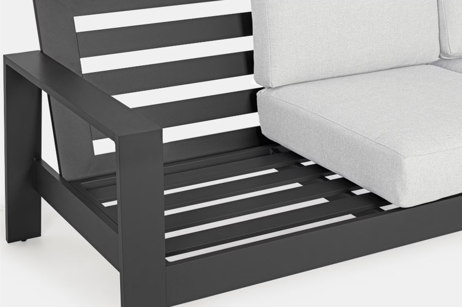 Bizzotto Baltic Loungeset 4-delig – Aluminium & Olefin – Antraciet – Bank 206x85,5x83 cm