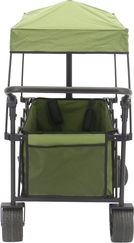 AXI SB221 Opvouwbare Bolderwagen met dak – Groen – Met Trekstang, Remmen en Hoes – 100 kg Draagvermogen – Eenvoudig mee te nemen - Metaal