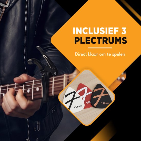Finesse Universele Capo met Plectrums - Gitaar - Akoestisch - Elektrische - Ukelele - Zwart