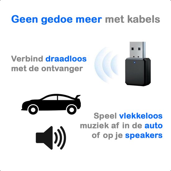 Tech Essentials Auto/Speaker Bluetooth Ontvanger - USB/AUX - Bluetooth 5.1 | Receiver - Transmitter - Audio - Microfoon