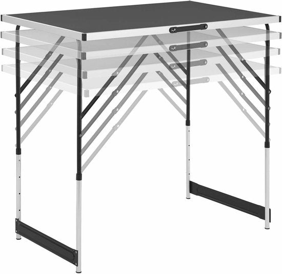 3 stuks Aluminium Vouwtafel / Klaptafel / Campingtafel - Multifunctioneel - Zwart