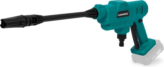 VONROC Accu drukreiniger 20V – 24bar – 198 l/h - Incl. 5m aanzuigslang, reinigingsmiddelenfles en regelbare spuitmond – Zonder accu & lader