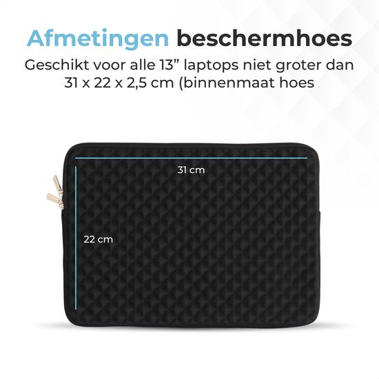 Trendfield Macbook Air Hoes 13.3 - 13.6 Inch Laptop Hoes - Macbook Pro Sleeve - Laptophoes 13 Inch - Diamanten Case - Zwart