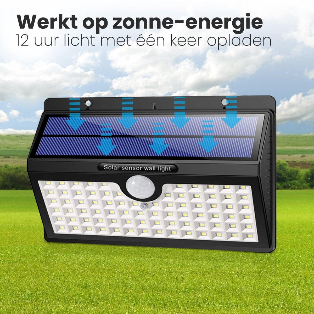 Auronic Solar Buitenlamp met Bewegingssensor - Tuinverlichting Op Zonne-energie - Wandlamp - 78 LED's - IP65 - 2 Stuks - Zwart