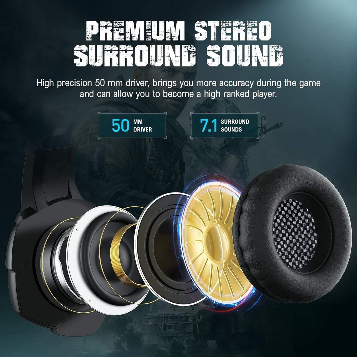XIBERIA V20 RGB stereo gaming headset - PC/PS5/Xbox - 50mm Dynamic coil - Zwart