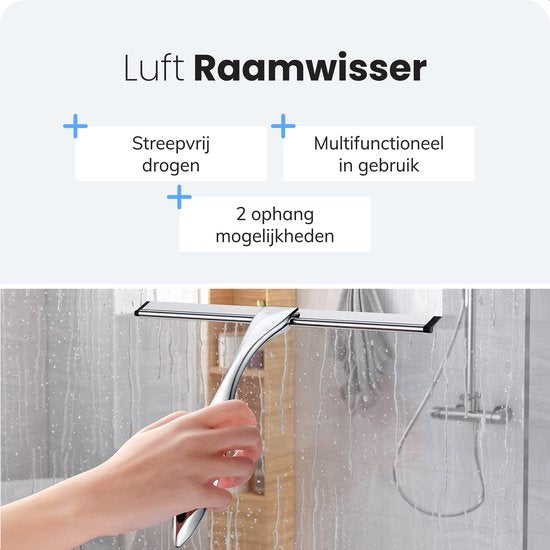 Vloertrekker Badkamer - incl. zelfklevende haak - Makkelijk opbergen - Geen strepen - Douchewisser - Ramenwisser - Luft