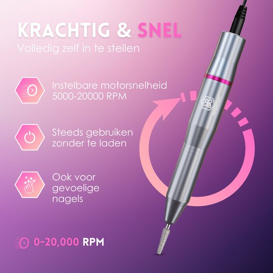 Beeperfect® Elektrische Nagelvijl - Nagelfrees - Manicure en Pedicure set - 11 Bitjes en 60 Schuurrolletjes