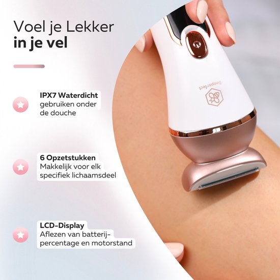 Beeperfect® 6 in 1 Ladyshaves Voor Vrouwen - Epilator - Scheerapparaat Vrouw - Bikinitrimmer - Oplaadbaar - Waterdicht - 6 Opzetstukken
