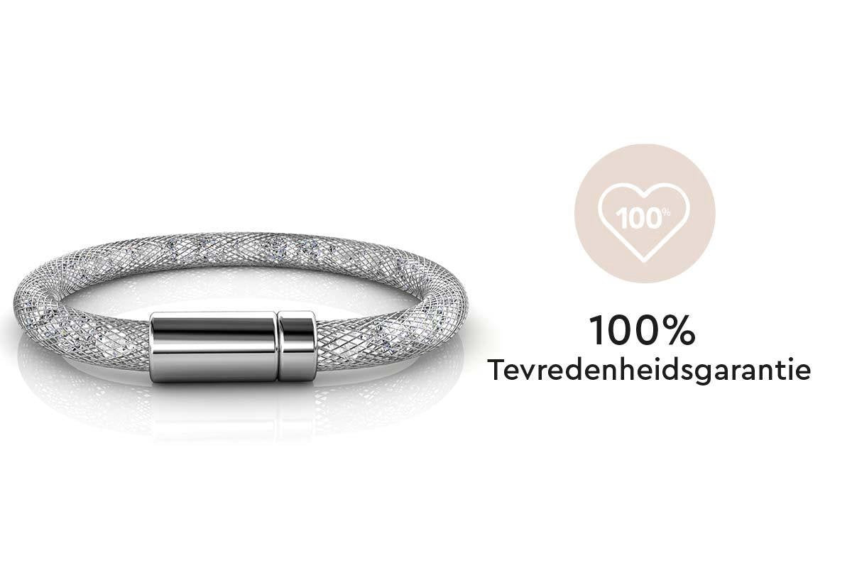 Yolora Dames Mesh Armband - Kalpa Camaka Kristallen - Zilverkleurig - Vrouwen Armband Zilver - Sieraden - Luxe Giftbox - Geschenkdoos - Cadeau doos - Exclusieve Geschenkverpakking - Mooie Cadeauverpakking