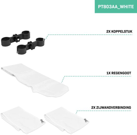 VONROC Partytent Koppelsysteem – Voor Premium Partytent PT501XX - Wit