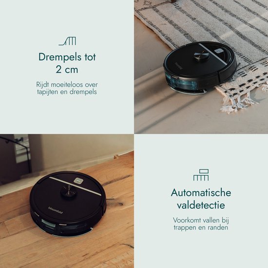 Bloomfold Robotstofzuiger met Dweilfunctie & Leegstation - 19.000Pa Zuigkracht – LiDAR Navigatie - 180 minuten - Slimme AI Robot Stofzuiger - Geschikt voor Huisdierhaar