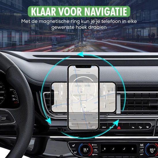 Travelhawk Magsafe Telefoonhouder Auto - Geschikt voor iPhone 11/12/13/14/15 - Draadloze oplader - Telefoonhouders Auto - Magsafe Autohouder -Magnetisch - Dashboard - Zwart