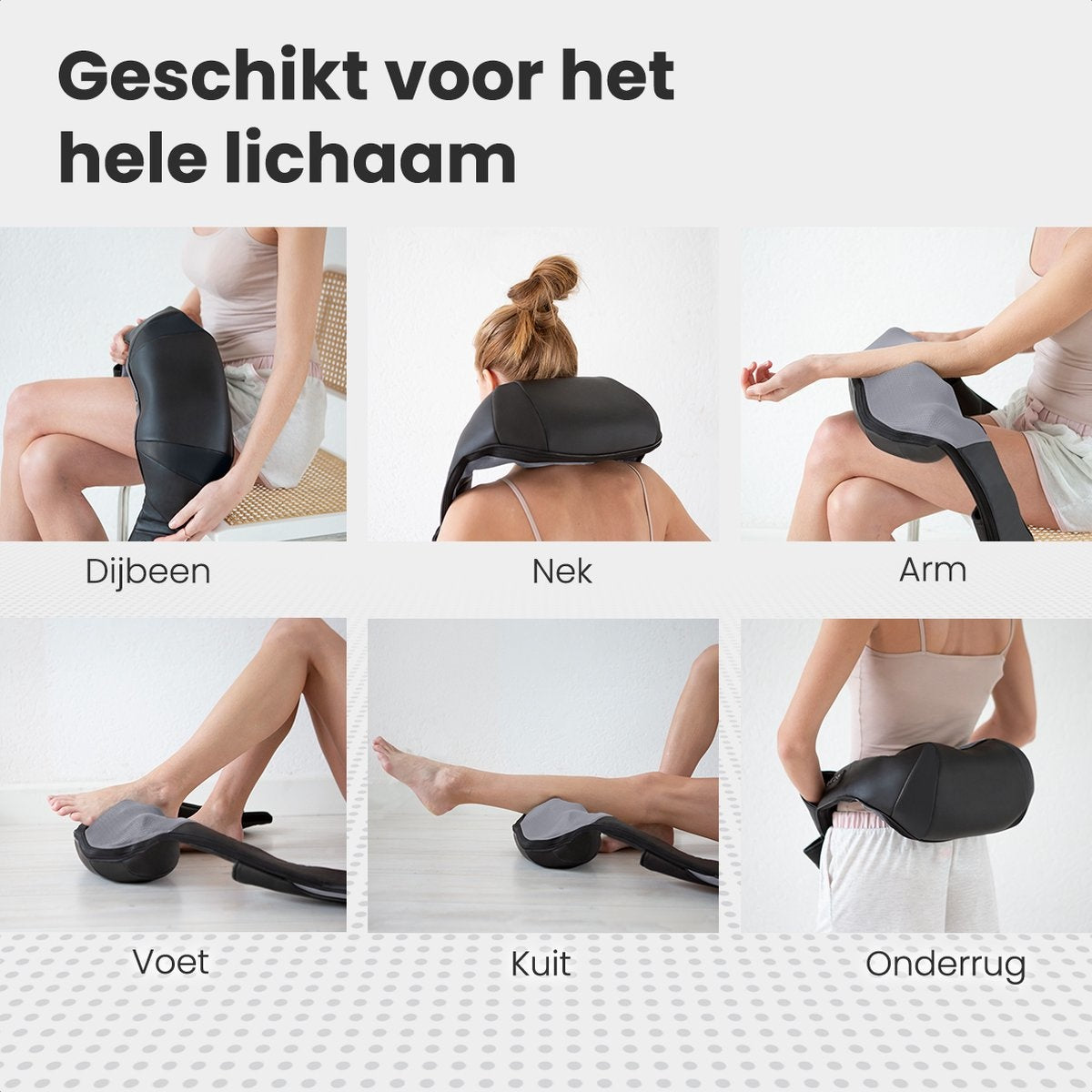 Auronic Draadloos Shiatsu Massagekussen - Elektrisch Nekmassage Apparaat - Nek en Schouder - Infrarood - Zwart