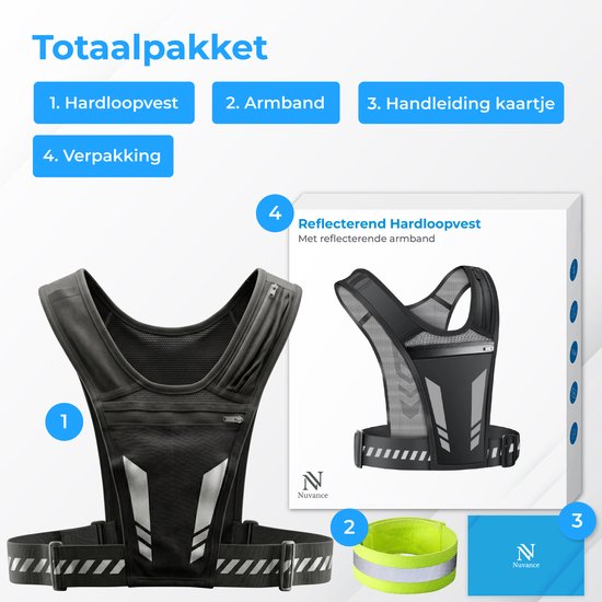 Nuvance Reflecterend Hardloopvest - Waterdicht Running Vest - Hardloop Telefoonhouder - Loopvest met Reflectieband - Lopen