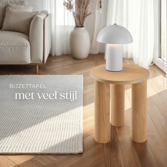 tectake® Ronde Bijzettafel Sisi - Ø 40 x 45,5 cm - Massief Houten Poten - Koffietafel - Bedtafel - Rond Tafeltje met Antislip Vloerbeschermers