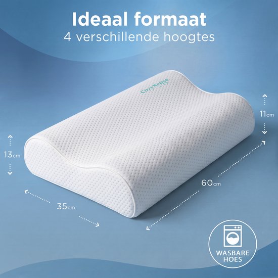 CozySense® Ergonomisch Hoofdkussen - Verstelbaar Memory Foam Pillow - Traagschuim Slaapkussen - Zij- Rug & Buikslaper - 3-Lagensysteem - Orthopedisch - Bamboe Hoes