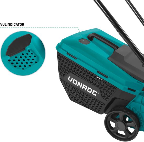 VONROC Accu Grasmaaier 20V – 32 cm maaibreedte – Borstelloze motor - Drie instelbare maai-hoogtes: 30/50/70 mm - Incl. 30L Opvangbak - Excl. Accu en snellader