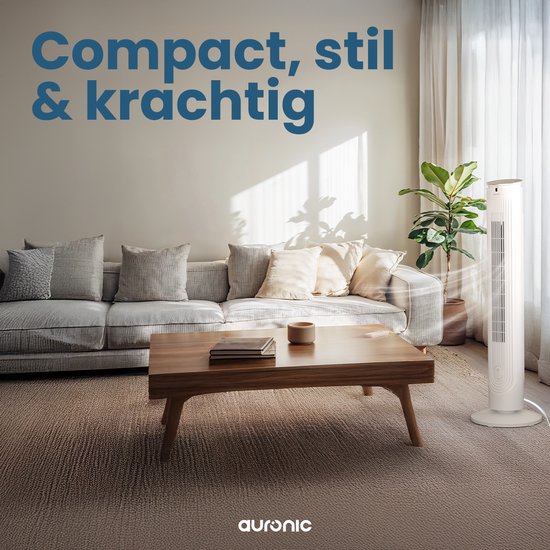 Auronic Torenventilator - Vloerventilator - Luchtkoeler - Ventilator Staand - 105 CM - 5 Snelheden - Met Afstandsbediening - Stille Ventilator - Fan - 45 dB - Wit