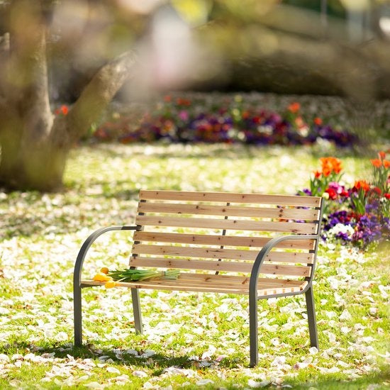 tectake - Tuinbank Zitbank Houten bankje - dennehout - 119,5 cm lang - 401425