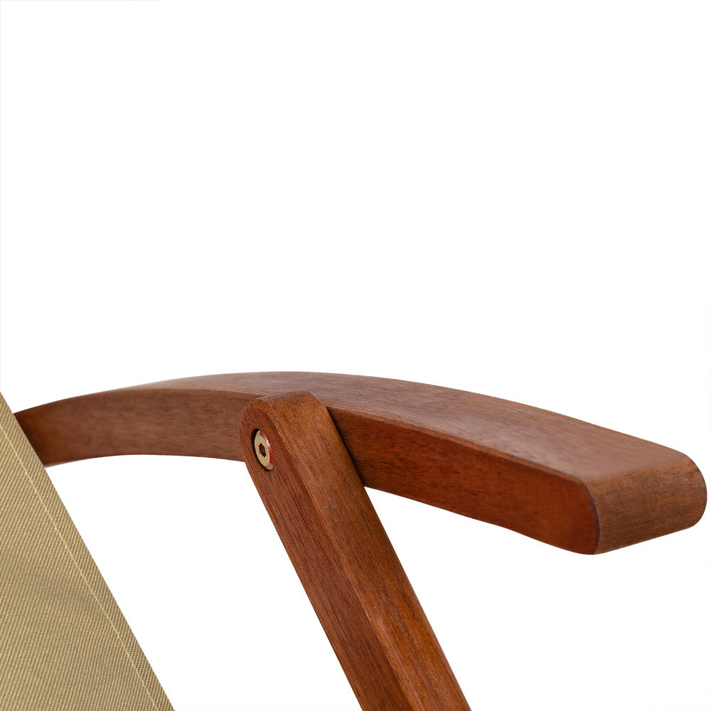Casaria Ligstoel Acaciahout – Opvouwbaar tot 160kg – Beige