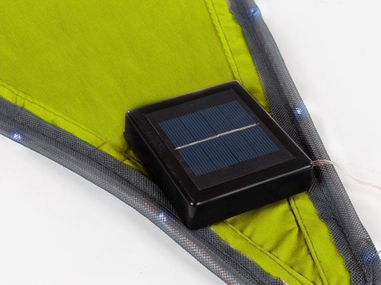 Perel Schaduwdoek met 107 leds, waterafstotend, 3.6 x 3.6 x 3.6 m, 160 g/m², IP44, zonne-energie, polyester, driehoek, limoengroen