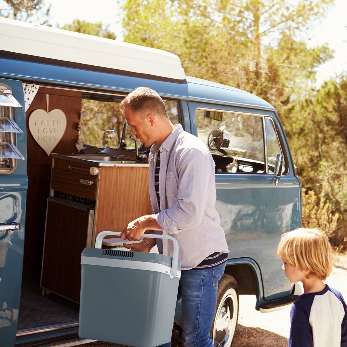Auronic Elektrische Koelbox 25L - Koelen en Verwarmen - Auto en Camping - 44 x 32 x 44,7 cm - Grijs