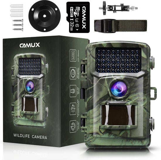 CAMUX Professionele Wildcamera 16MP - Nachtzicht - Incl. 32GB SD Kaart - Groen